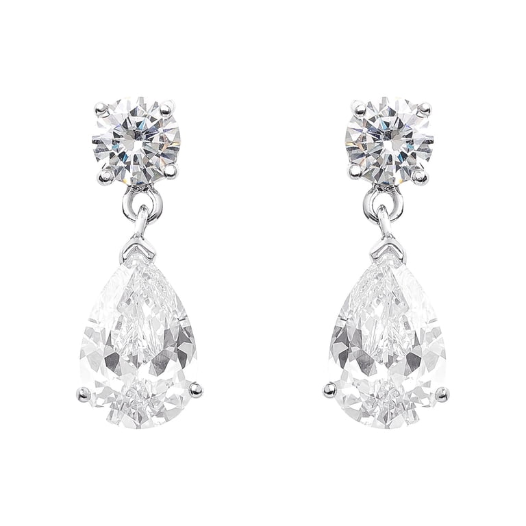Believe by Brilliance Sterling Silver Cubic Zirconia Pear Drop Earrings photo 1