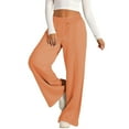 thumbnail image 4 of Puntoco Pants for women Womens Wide Leg Sweatpants High Waisted Baggy Lounge Pants Drawstring Athletic Flared Joggers with Pockets Orange 4(S), 4 of 9