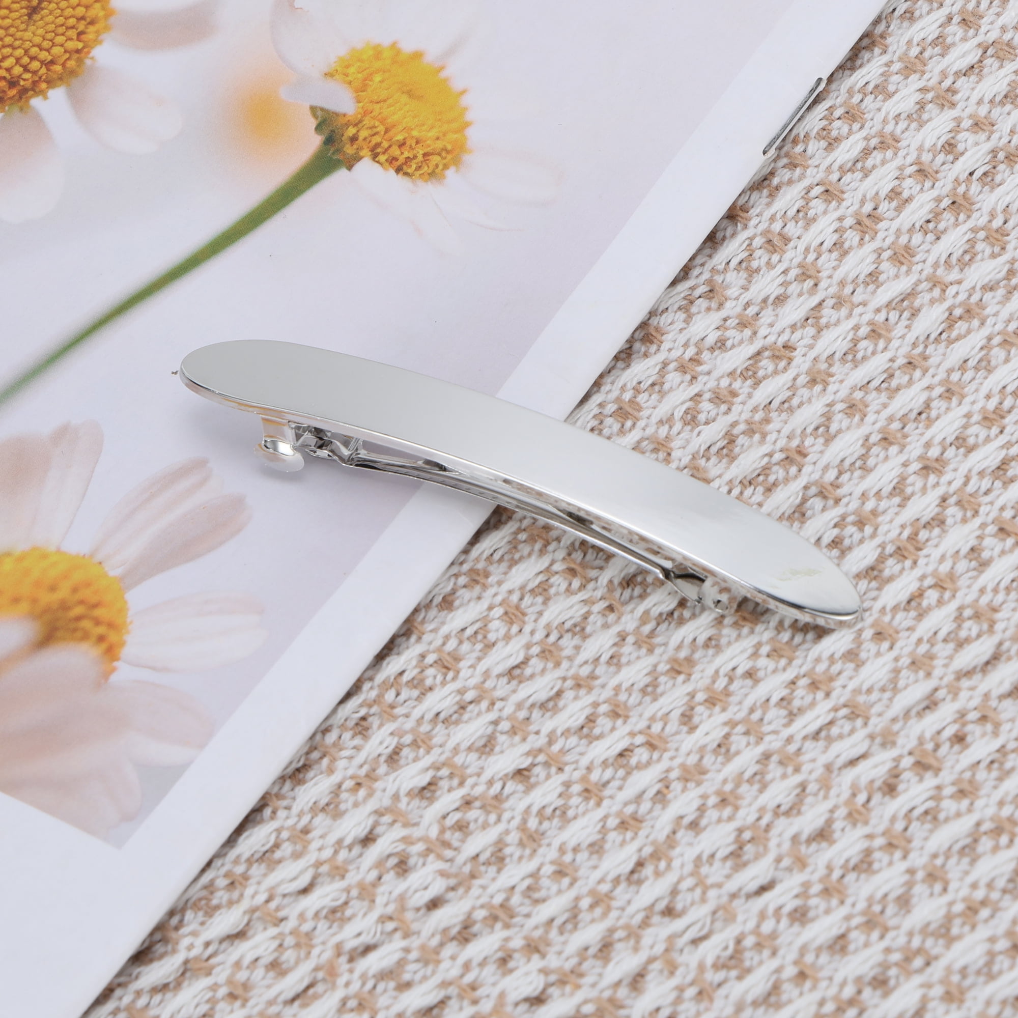 Unique Bargains Grace Polished Marquise Hair Barrettes Fashionable Hairstyles Silver Tone