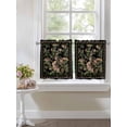 thumbnail image 4 of Black Spring Floral 2 Panel Kitchen Curtains for Small Windows, Elegant Pastoral Flowers Birds Retro Art Bathroom Tier Curtain, Short Window Treatment for Bedroom/Living Room 55"x24", 4 of 6