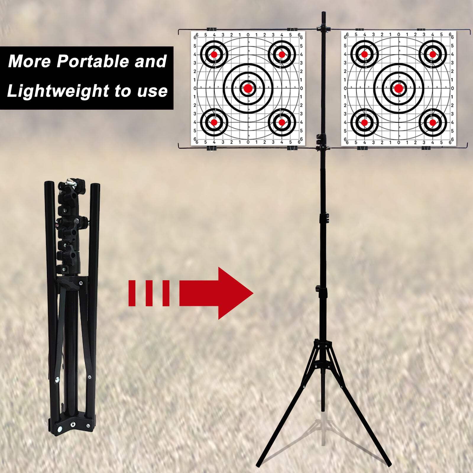 Atflbox Adjustable Paper Target holder With 10pcs Target Papers for Outdoor, Paper Target Stand for BB gun, Airsoft, Airgun backyard Shooting Practice