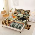 thumbnail image 2 of Castle Fairy Rustic Jungle Deer King Sheets 4pcs,Woodland Animal Maple Leaves Bedding,Brown Orange Cream,1 Fitted Sheet, 1 Flat Sheet and 2 Pillowcases, 2 of 6