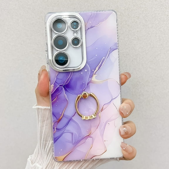 Marble Case for Samsung Galaxy A36 5G, Galaxy A36 5G Case for Girls Women, Slim Fit with Glitter Ring Holder Kickstand Bumper Soft TPU Shockproof Anti-Scratch Case Cover