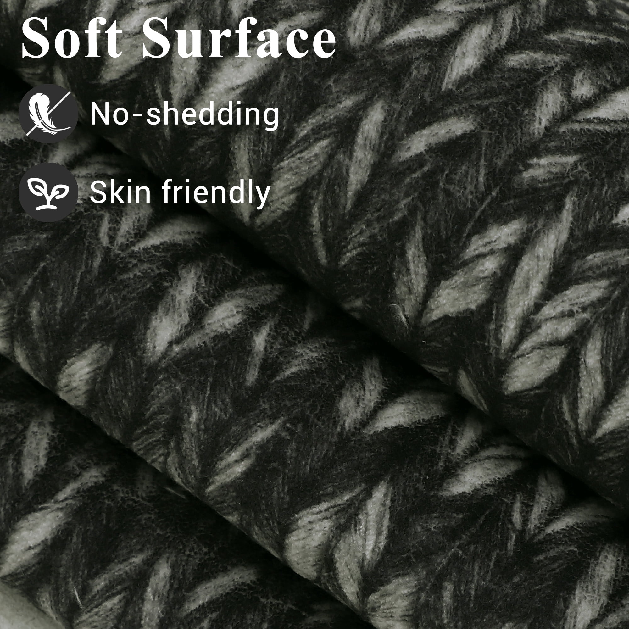 Garvee 5'x7' Braided Print Area Rug Modern Low Pile Non Slip Area Rug, Black