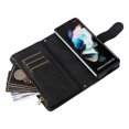 thumbnail image 5 of Dteck Samsung Galaxy Z Fold 3 5G Wallet Case with Removable Adjustable Crossbody Necklace Lanyard Shoulder Strap + Wristlet Strap, 9 Card Slots with Zipper Pocket PU Leather Case, Black, 5 of 13