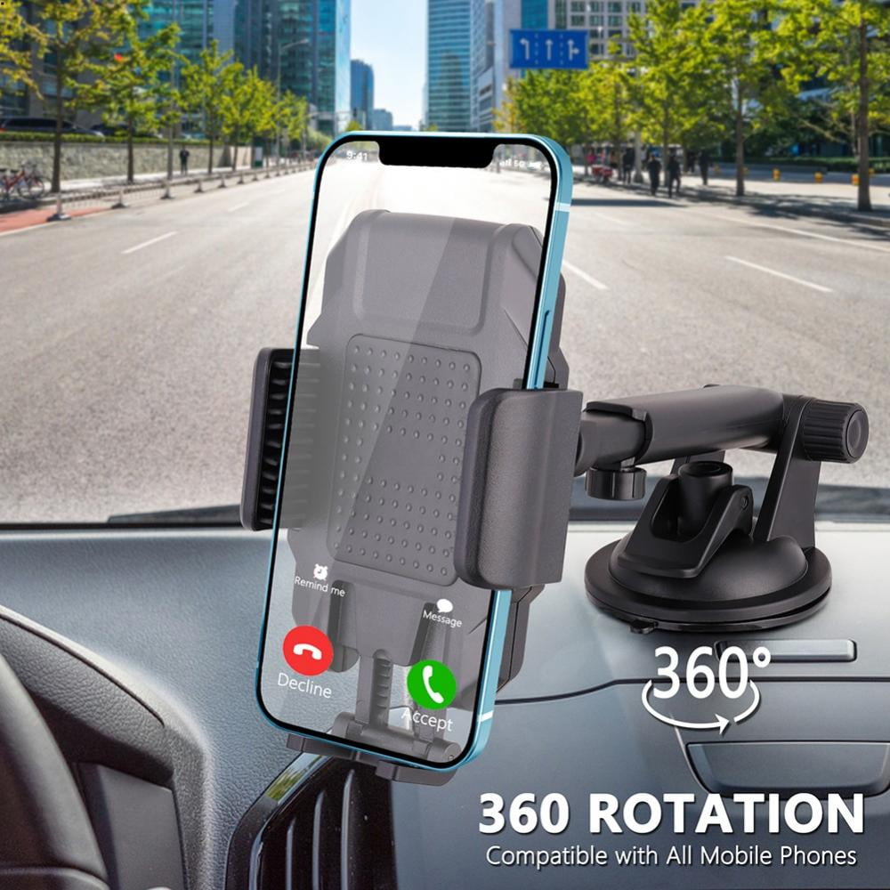 3-in-1 Suction Cup Phone Holder Windshield/Dashboard/Air Vent, Dashboard & Windshield Suction Cup Car Phone Mount with Strong Sticky Gel Pad, Compatible with iPhone, Samsung & Other Cellphone