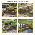 thumbnail image 6 of CoSoTower 7' Wooden Garden Bridge with Safety Rails, Backyard Footbridge for Ponds, Creeks, Streams, Stained Finish, 6 of 9