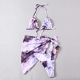 thumbnail image 7 of Olyvenn Stylish Women's Bikini Swimsuit Apron Ruched Swimwear Top Bow Skirt Bathing Suit Tie Dye Print Beachwear Summer Fashion Outfits for Girls Female Leisure Purple S, 7 of 7