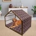 thumbnail image 2 of Shapes Pet House, Geometric Rectangle Frames Retro Patterns Polka Dots and Houndstooth, Outdoor & Indoor Portable Dog Kennel with Pillow and Cover, 5 Sizes, Scarlet White Black, by Ambesonne, 2 of 4