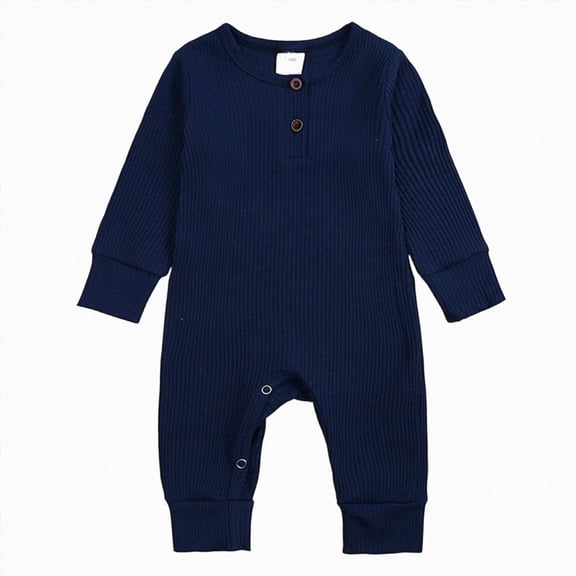 Wonitaaizi Baby Boy Rompers Bodysuit Jumpsuit Playsuit One Piece Outfit Clothes (4-8 Months,Dark Blue)
