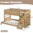thumbnail image 2 of Harper & Bright Designs Twin XL over Full Bunk Bed with Storage and Wardrobe, Solid Wood Bunk Bed Frame with Rock Climbing Slide, Solid Wood Bed Frame with Guardrails for Boys Girls, Natural, 2 of 14