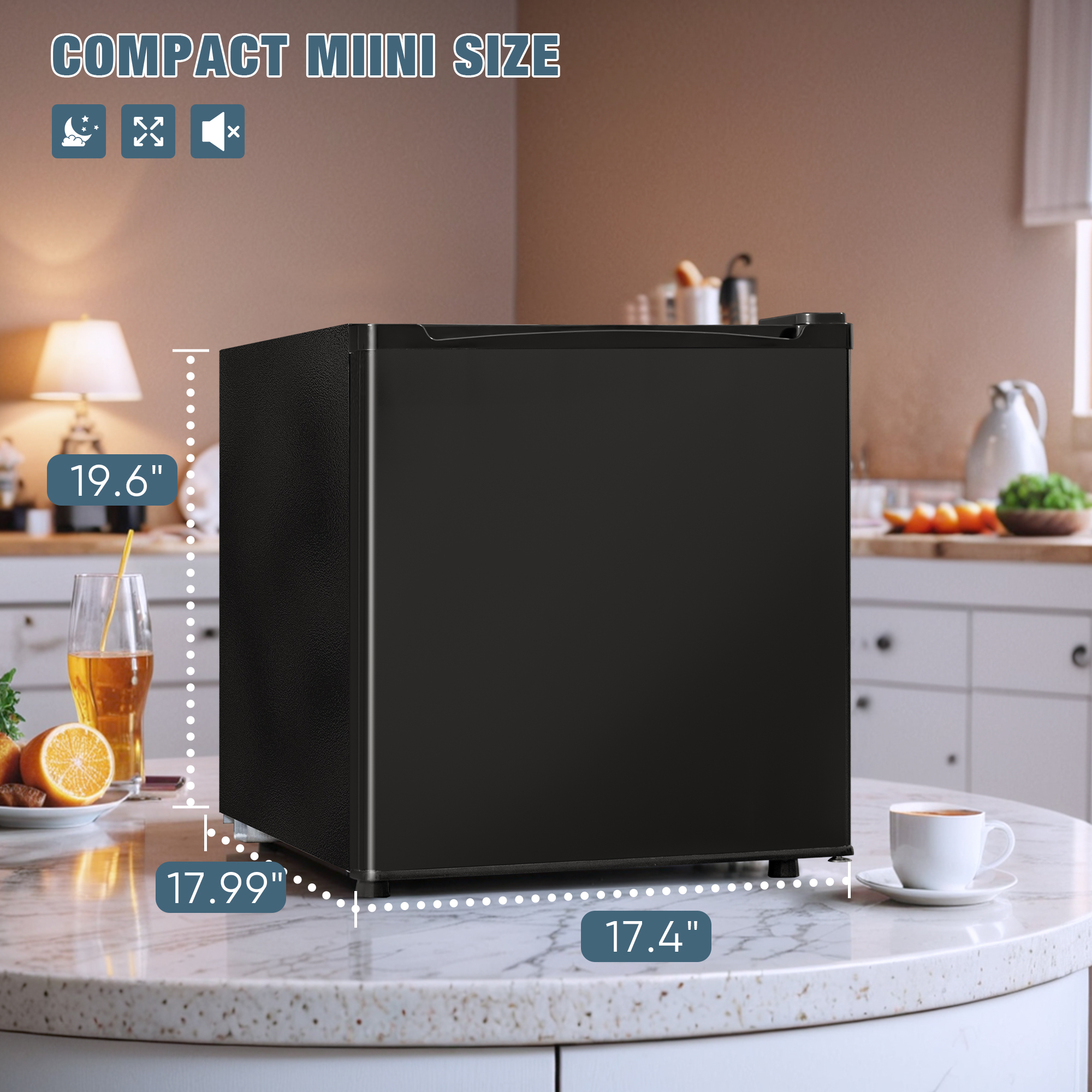 Manastin 1.7 Cubic ft. Toughened Glass Mini Fridge with Freezer, Black