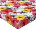 thumbnail image 4 of Ambesonne Vintage Fitted Sheet, Colorful Hand-Drawn Poppy, King Size, Dark Coral and Earth Yellow, 4 of 5