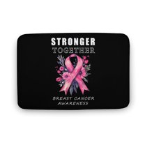 Stronger Together Breast Cancer Pink Ribbon Awareness Welcome Door Mat for Home Entrance Outdoors Mats Entry Rugs Non Slip Coral Velvet Inside Floor Mats 15.7"x23.6"