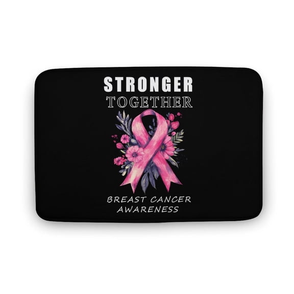Stronger Together Breast Cancer Pink Ribbon Awareness Welcome Door Mat for Home Entrance Outdoors Mats Entry Rugs Non Slip Coral Velvet Inside Floor Mats 15.7"x23.6"