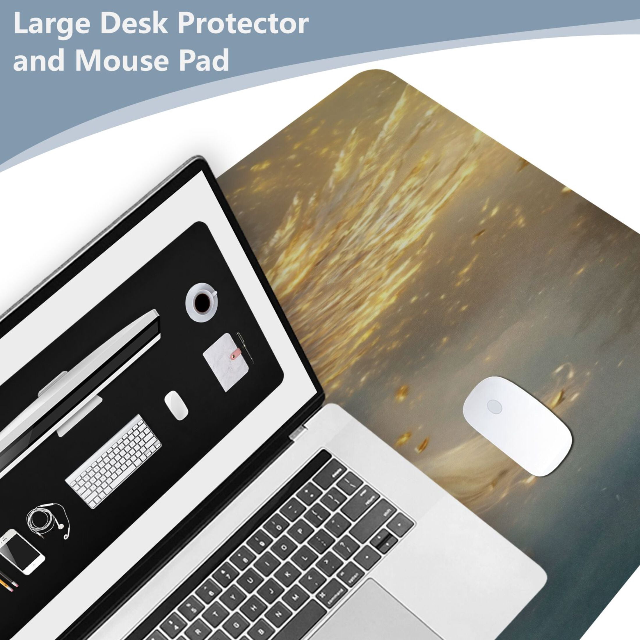 Wobogo Starry Sky Pegasus Gaming Mouse Pad Non-slip Leather Desk Mat Water Resist Keyboard Pad for Gamer Office 16.5×35.4in