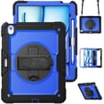 thumbnail image 1 of Case for iPad Air 13 Inch M3 2025 / M2 2024 12.9 inch (3rd/4th Gen) with Screen Protector, 360 Degree Rotating Kickstand Hand Strap Shockproof Cover with Shoulder Strap, Dark Blue PC, 1 of 7