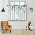 thumbnail image 2 of Floral Eucalyptus Kitchen Curtains - Spring Watercolor Plant Leaves with Floral Botanical Tier Cafe Curtains for Bathroom Living RV Rod Pocket Window Drapes 36 Inch 2 Panels Set 28"x36", 2 of 5