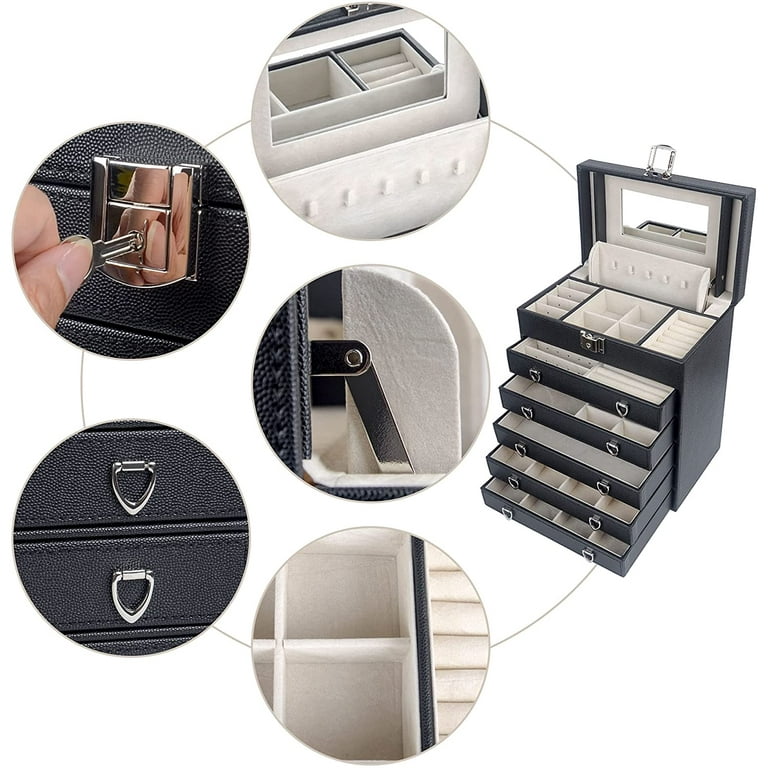 KENIY Jewelry Box for Women,4 Layers Large Jewelry Storage Box with  Mirror,Multi-functional PU Leather Jewelry Organizer Box with  Handle,Earring Necklace Bracelet Travel Jewelry Case for Women - Yahoo  Shopping