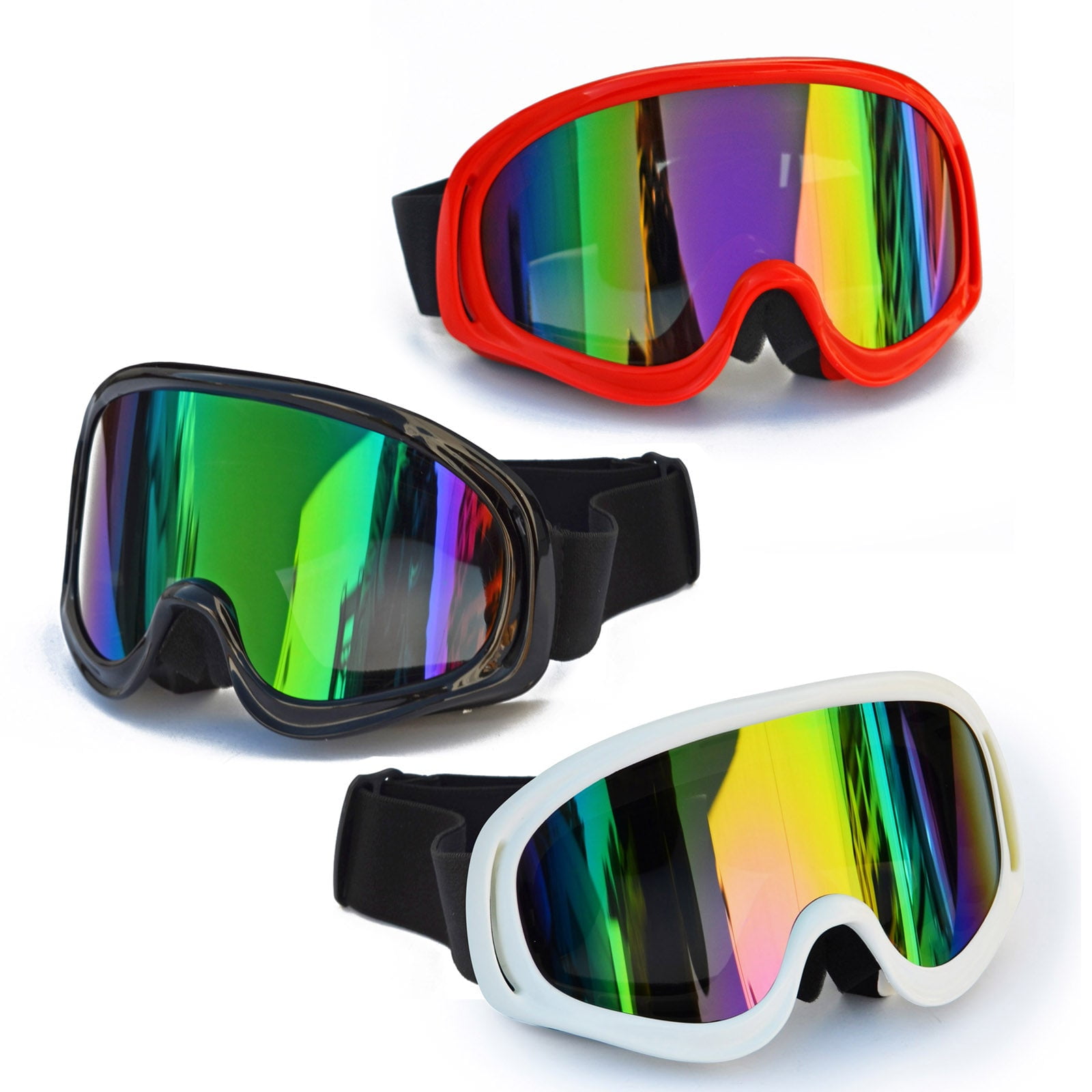 SUNNYOUTDOOR Ski Goggles UV400 Anti-fog Sunglasses Skiing Men Women Bike Sport VIrus Wind Dus (Red)