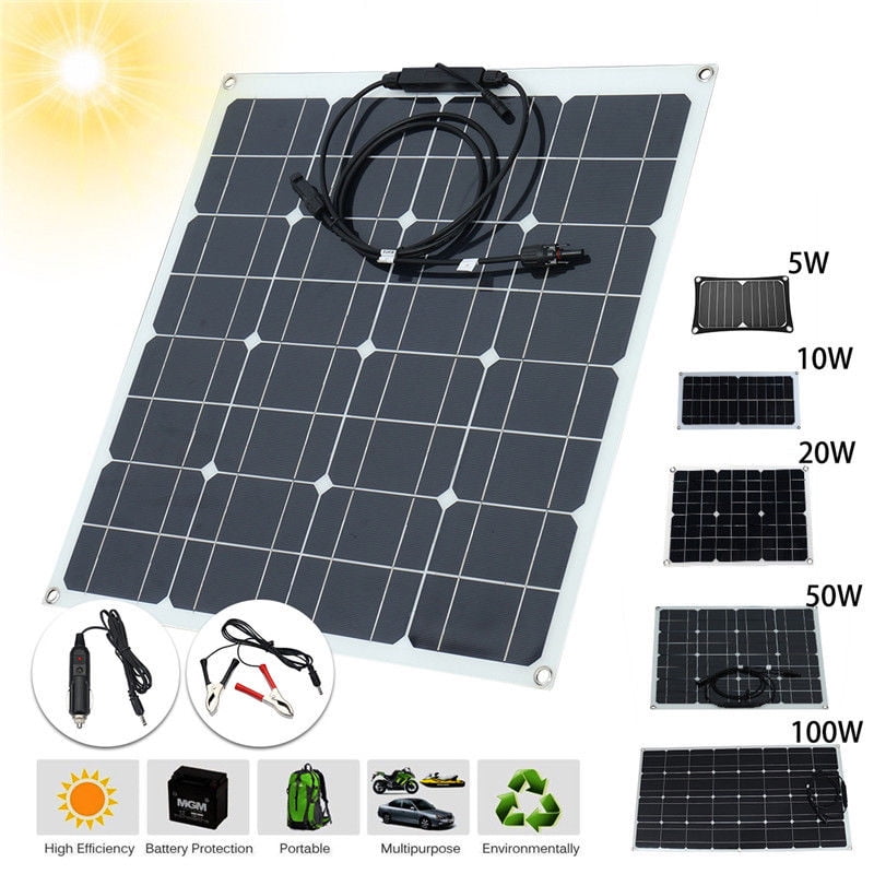 20W Outdoor Solar Panel 12V 5V Battery Charger For RV Boat Car Camping Hot