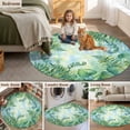 thumbnail image 5 of Green Leaves Round Area Rug 3Ft Washable Small Circle Rugs for Kitchen Entryway, Summer Botanical Watercolor Tropical Leaf Non-Slip Carpet Floor Mats Indoor Outdoor Carpet Runner Aesthetic Home Decor, 5 of 8