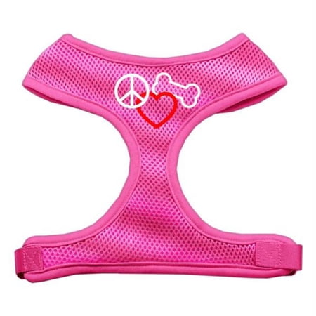 Mirage Pet Products Peace Love Bone Design Soft Mesh Harnesses Pink Medium