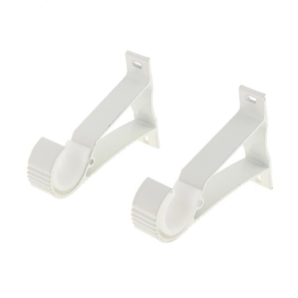2X Set of 2Pcs Aluminium Alloy Curtain Pole Rod Wall Bracket Hook Holder White