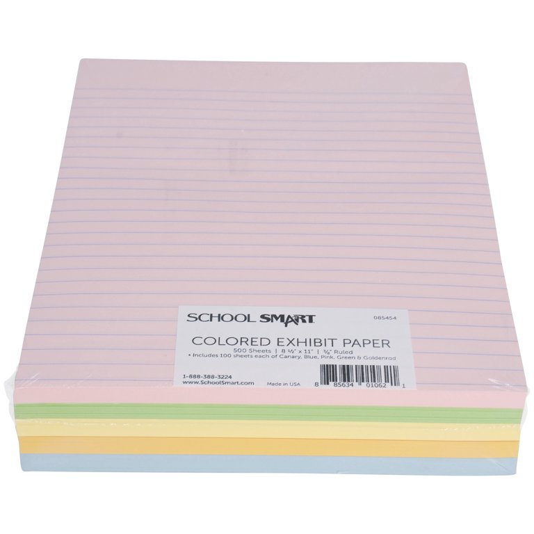 School Smart Filler Paper, 3-Hole Punched, 8-1/2 x 11 Inches, Pink, 100  Sheets