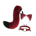 thumbnail image 4 of BELOVING Ensemble Oreilles Collier et Queue Chat Cosplay pour Célébrations Cadeau d'Anniversaire Vacances Rouge Noir, 4 of 10