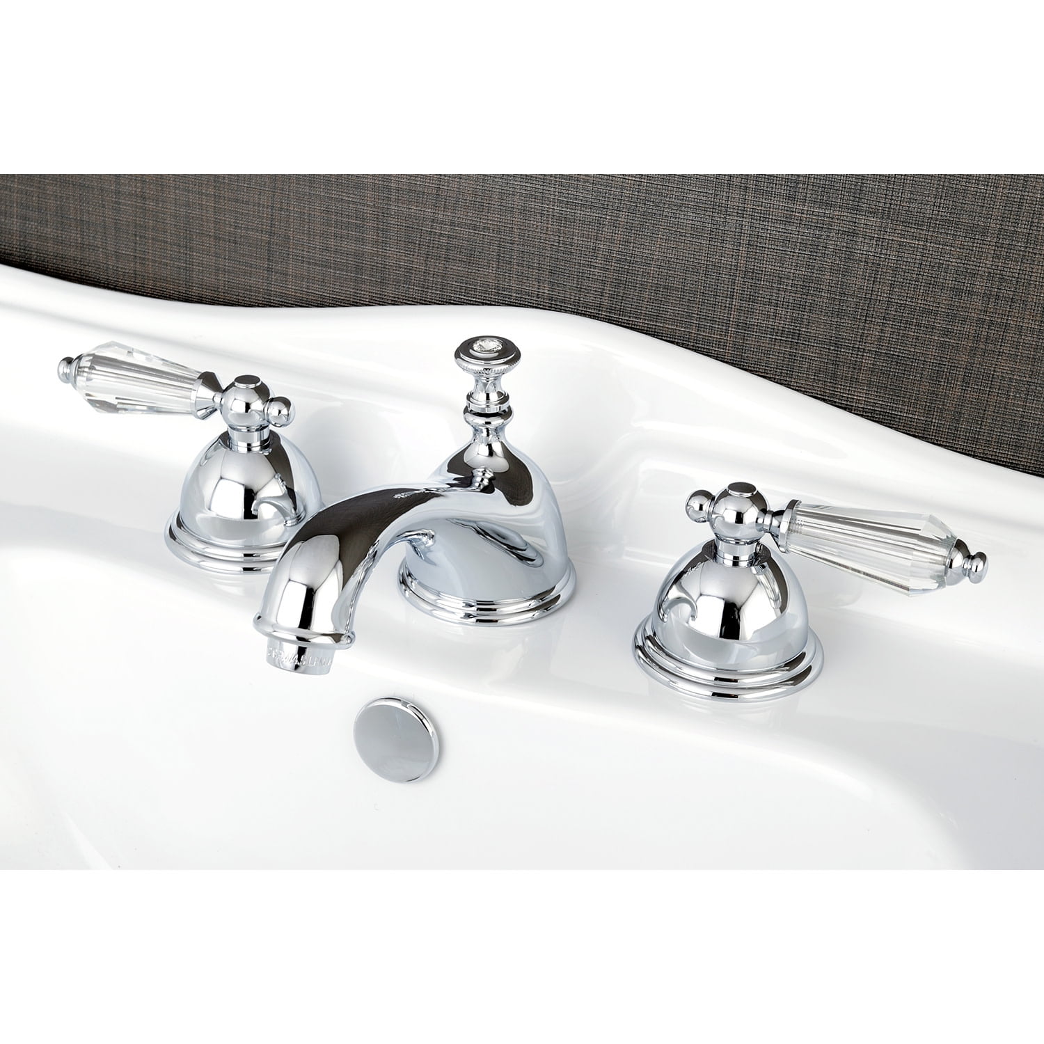 Kingston Brass KS3962WLL Widespread Lavatory Faucet with Crystal Lever Handle, Polished Brass