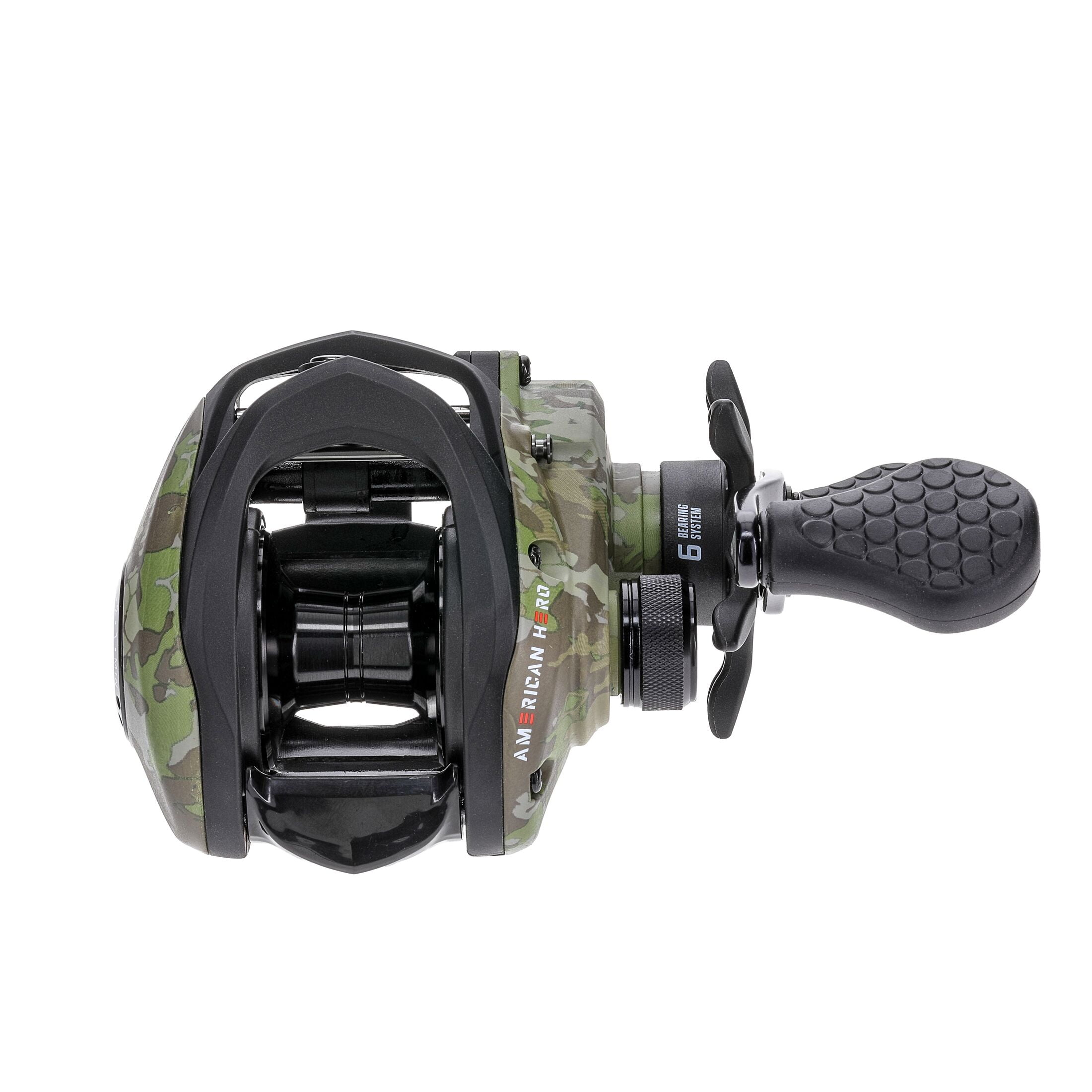 Lew's American Hero Baitcast Fishing Reel, Right-Hand Retrieve, Camo (Clam Package)