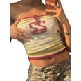 thumbnail image 3 of Women’s Casual Knitted Tube Tops Number Heart Tie-up Boat Neck Exposed Navel Strapless Tops, 3 of 8