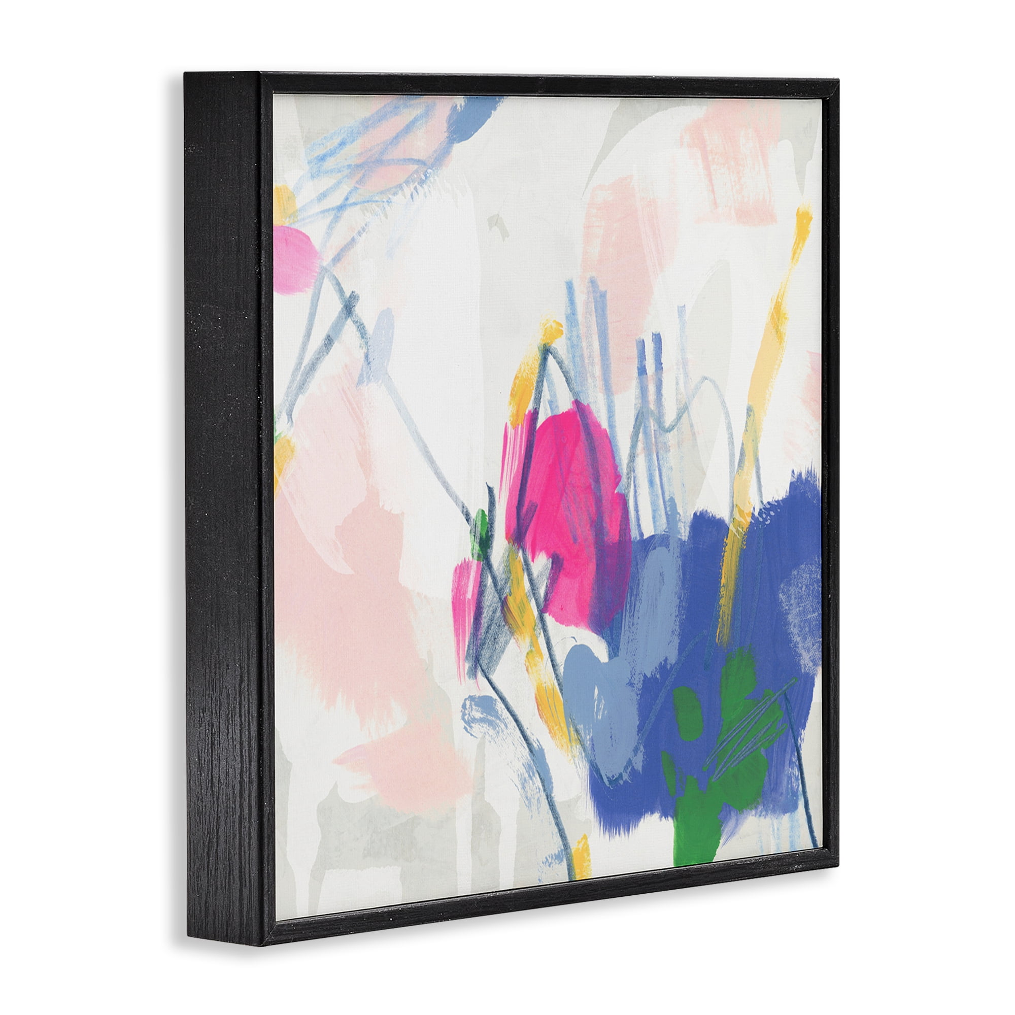 Stupell Industries Blue & Pink Abstract Scribble Abstract Painting Black Framed Art Print Wall Art, 17 x 17