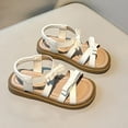 thumbnail image 6 of Fesfesfes Girls Bowknot Princess Sandals Party Dance Shoes with Cute Open Toe Lightweight Soft Sole for Casual Beach and Holiday Wear(White,4 Years), 6 of 9