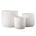 thumbnail image 1 of Urban Trends Collection 11009 Ceramic Round Pot with Embossed Criss Cross Banded Pattern Design Body, Matte White - Set of 3, 1 of 1