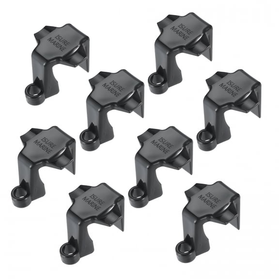 MELIVO 8 Pack Boat Bumper Clips, Pontoon Boat Fender Clips Adjusters Boat Square Rail Fender Hanger for Docking, Pontoon Fender Clips for 1 Inch - 1.25 Inch Square Tube, Black