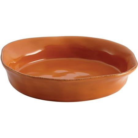Rachael Ray Cucina Stoneware 1-1/2-Quart Round Baker, Pumpkin Orange