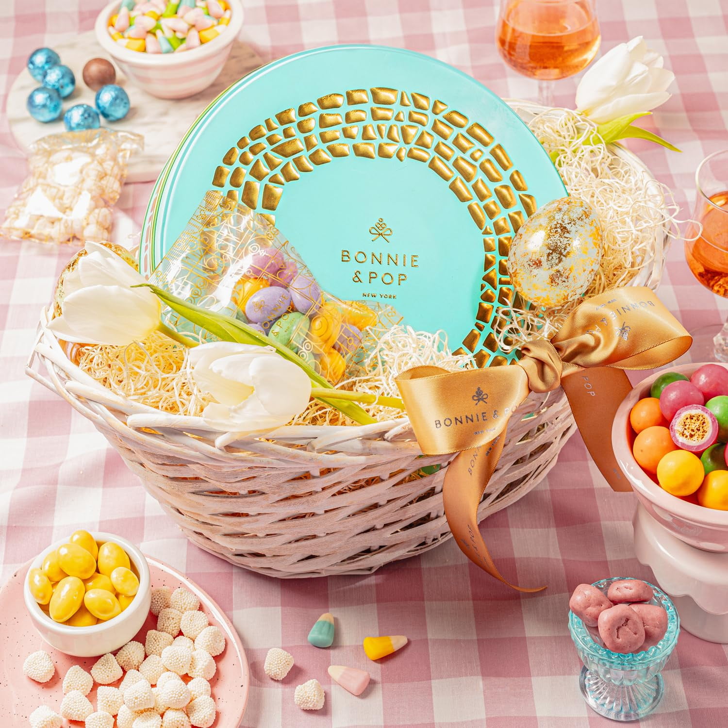 Mother's Day Candy Mix Gift Basket, Spring Candy, Almonds, Chocolate, Gummies, Treat Assortment for Adults, Families, Kids, Bonnie and Pop