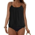thumbnail image 6 of zaveiop Blouson Two Piece Tankini Swimsuits for Women Tummy Control Bathing Suits with Bottoms Modest Loose Fit Swimwear (Black11, M), 6 of 7