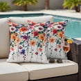 thumbnail image 2 of Outdoor Pillow Cover Purple Orange Flowers Set of 2 Waterproof Throw Pillowcases Green Leaf Decorative Patio Furniture Pillows for Couch Garden Indoor & Outdoor Use, 2 of 9