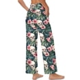 thumbnail image 2 of Psesaysky Womens Yoga Sweatpants Wide Leg High Waisted Lounge Pajamas Pants Comfy Tropical Loose Pants with Pockets (Skull Palm Leaves Print), Size S, 2 of 7