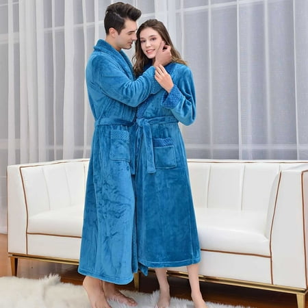 

Wangxldd Men s And Women s Autumn/winter Elongated Thick Bathrobe Flannel Bathrobe Bathrobe Coral Velvet Bathrobe Coat
