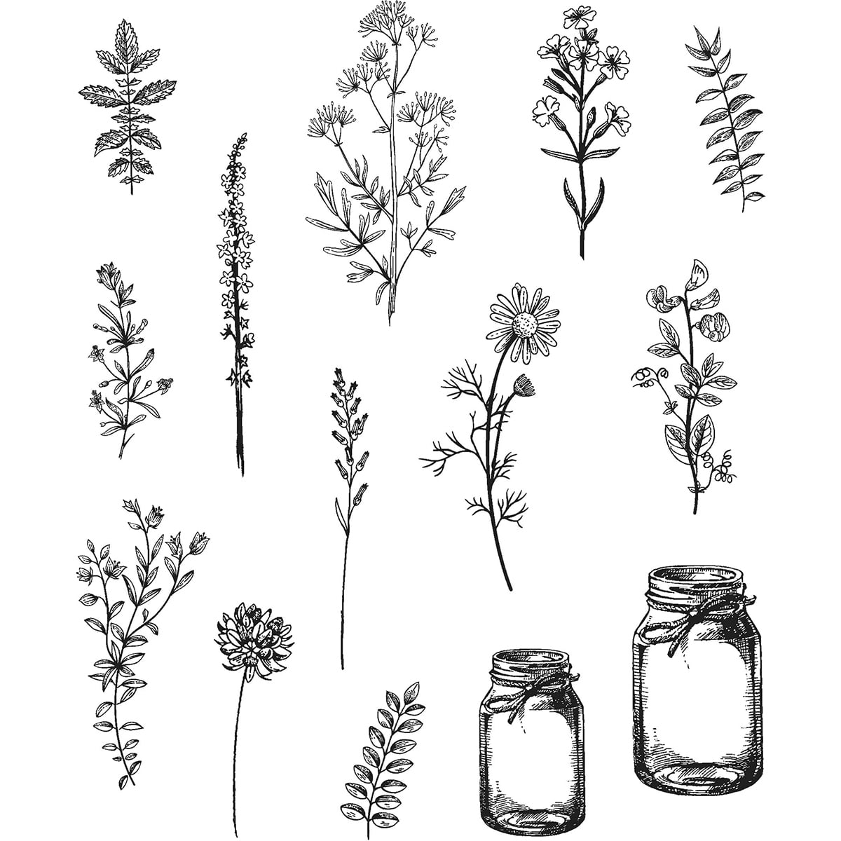 Tim Holtz Cling Stamps 7"X8.5" Flower Jar