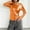 Orange, variant on Metallic Shirts for Womens Long Sleeve Shirts Round Neck Slim Fitted Top Sparkly Glitter Party Tops