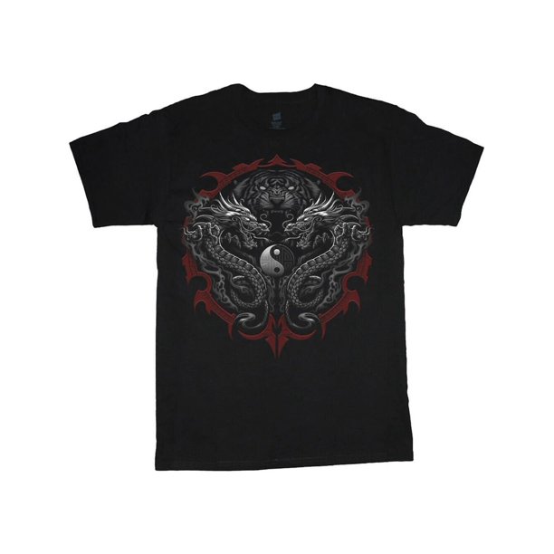 Camiseta gráfica para hombre con diseño de dragón tigre y yin yang