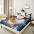 thumbnail image 4 of Castle Fairy Sport Baseball 4 Pieces Queen Sheet Sets for Teens Women Men,Ball Gamer Ultra Soft Flat Sheet,Abstract Lightning Queen Fitted Sheet,Lightweight Room Decor, 4 of 7