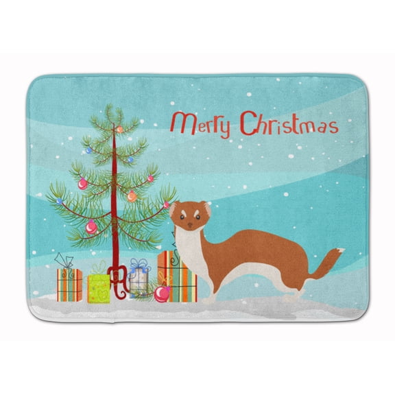Carolines Treasures BB9237RUG Weasel Christmas Machine Washable Memory Foam Mat Teal 19 X 27" multicolor