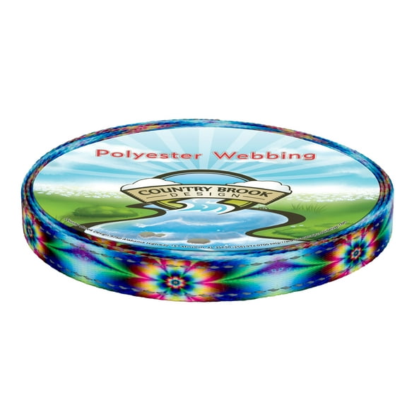 Country Brook Design - 5/8 Inch Tie Dye Flowers Reflective Polyester Webbing