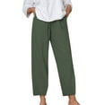thumbnail image 1 of Women's Solid Color Loose Comfortable Linen Drawstring Straight - Leg Casual Pants, 1 of 8